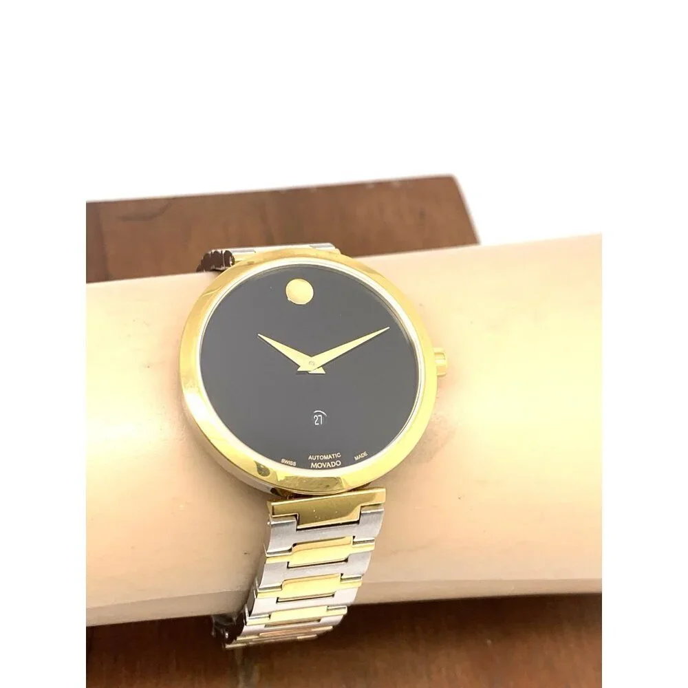 Movado Women's Watch 0607679 Museum Black Dial Swiss Automatic 2-Tone Steel 32mm